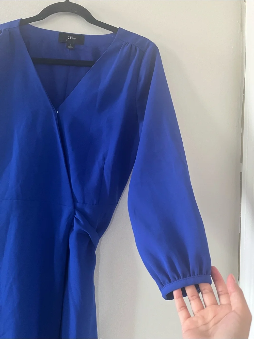 J Crew Royal Blue Wrap Mini Dress 2 Tie Waist Career Office Business Casual